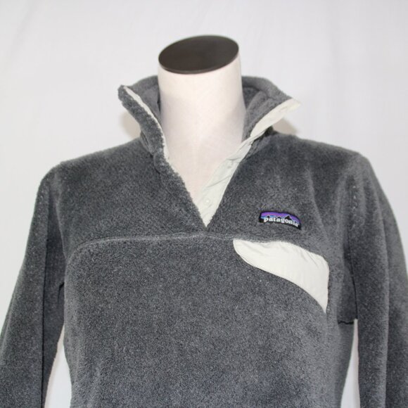 Patagonia Re-Tool Snap T Fleece Medium Gray Long Sleeve Pullover Chest Pocket - Picture 4 of 12